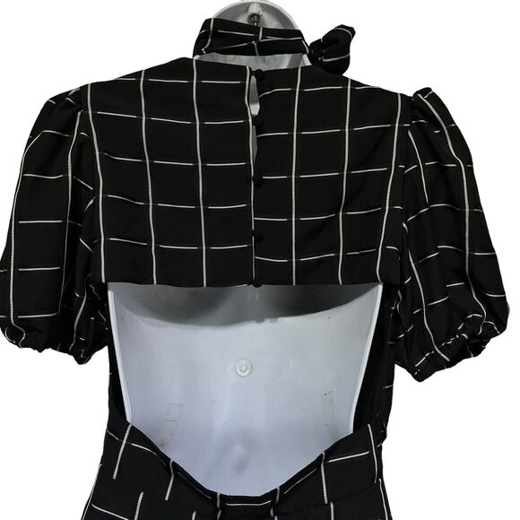 Sister Jane Ghospell Outake Check Black Open Back Midi Dress Size S - Picture 7 of 8